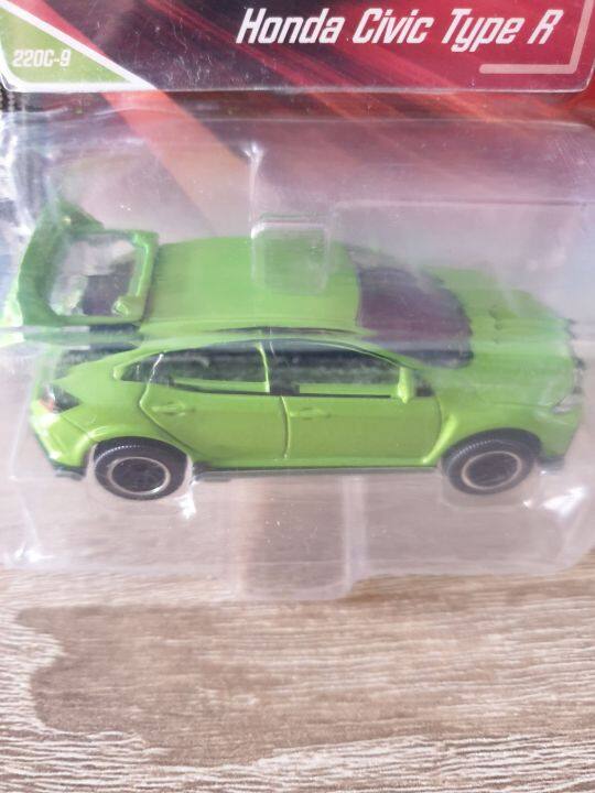 โมเดลรถเหล็ก-majorette-honda-civic-type-r-series-honda-civic-type-r-220c-9-green-สีเขียว-สีเขียวอ่อน-เปิดท้ายรถได้-โมเดลรถสะสม