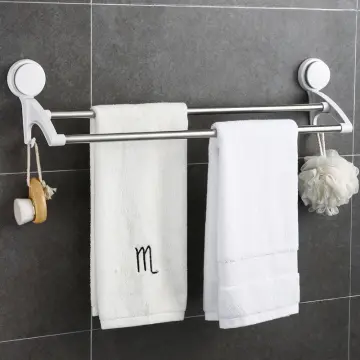 Bathroom Towel Rack Shelves - SUS304 Stainless Steel Rustproof with Double  Towel Bar & 5 Hooks, Shower Room Organizer, Shelf Holder, Bathroom Storage