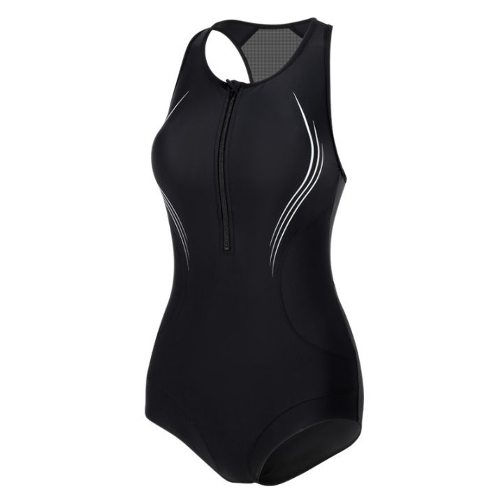 Yingfa Women Surf Swimwear Black Sports One Piece Swimsuit Ladies Front ...