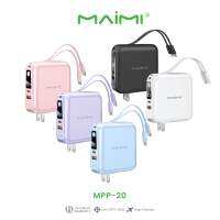 พร้อมแบตสำรอง 15000mAh (Maimi รุ่น MPP20) สายดาต้า Lightning ในตัว Type-C มีให้เลือก สีขาว ดำ ม่วง พร้อมหน้าจอแสดงผล รับประกัน 1 ปี