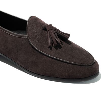 MARS PEOPLES - Tassel Belgian loafers สี Dark brown suede