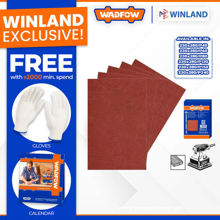 WADFOW by Winland Sandpaper 50pcs/set Finishing Sanding Sheet 230 x 280mm SOLD PER BOX WSM25 WAD