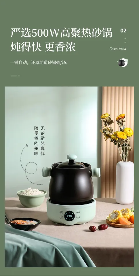 Multifunctional Health Pot 700W Automatic Electric Ceramic Stew Pot 2L for  Making Herbal Tea, Porridge and Soup