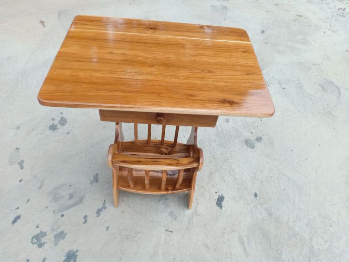 โต๊ะวางของอเนกประสงค์มีลิ้นชักเก็บของ-กว้าง50ยาว70สูง70ซม-ทำจากไม้สักแท้-ส่งฟรี