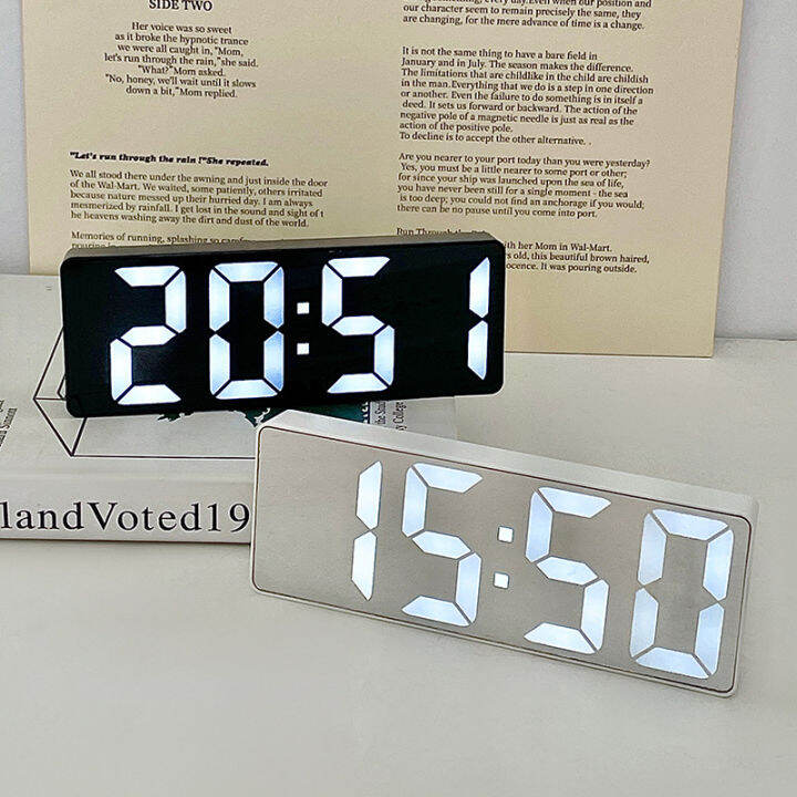 LED Mirror Smart Digital Alarm Table Clock Sound Control Alarm Clock