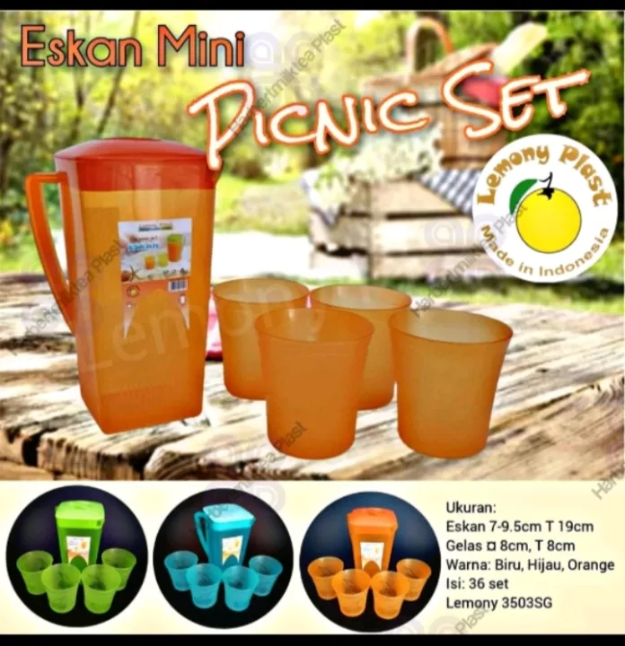 Teko Set Gelas Plastikeskan Set Gelas 4 Teko Mini Piknic Set Eskan Lemony Lazada Indonesia 9365