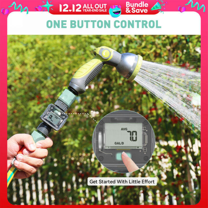 Digital Water Meter Flow for Garden RV Hose Measure Gallon or Liter