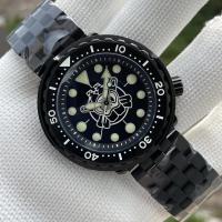 มีสต็อกในประเทศไทย นาฬิกาผู้ชาย นาฬิกากีฬาผู้ชาย SteelDive 1975XP Automatic NH35 Full Black Diver 300m Tuna watch