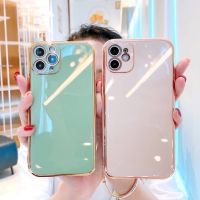 ?พร้อมส่งในไทย?เคสTPU สีพาสเทลขอบทอง สำหรับรุ่น OPPO A3s,A83,A78 5G/A58 5G,Reno8T,Reno7z/8z,A96 5G,A17,A17K