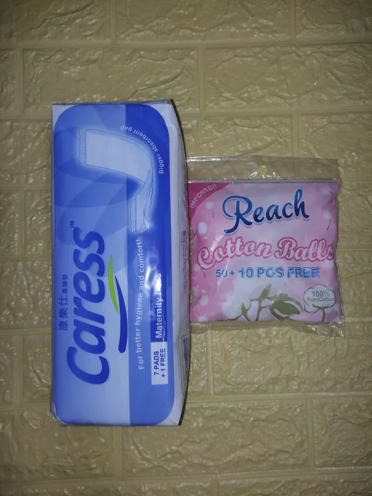 Caress Maternity Pads 8pads bundle with reach cotton balls 60 pcs