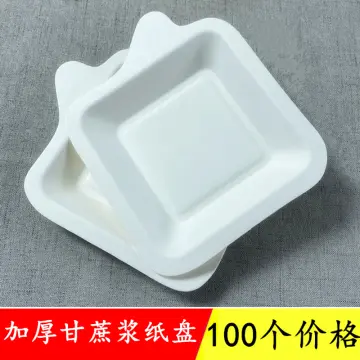 100pcs Square White Paper Plates Disposable Tableware Plate Dishes For  Fruit Cake Dessert Snacks Food Festival