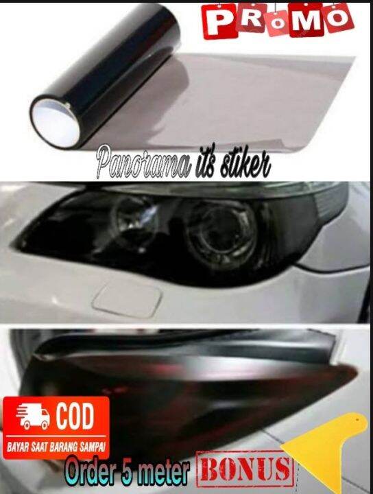 sticker lampu headlamp motor mobil warna hitam mett skotlet stiker