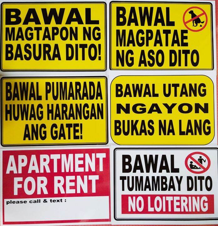 Laminated Tagalog Signage A4 Size Lazada PH