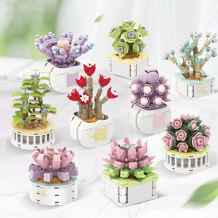 Mini Succulent Building Block Flower Bouquet Botanical Collection Brick ...