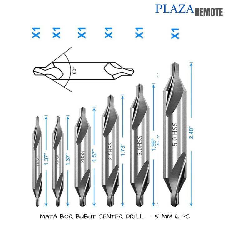 MATA BOR BUBUT HSS CENTER DRILL BIT 60 DERAJAT SET COUNTERSINK PENANDA