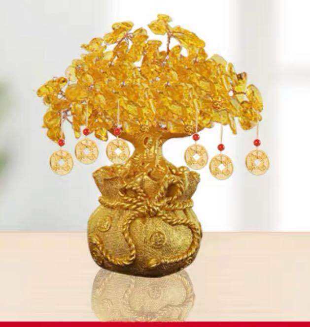 Chinese Feng Shui Money Tree Home Office Table Creative Citrine Lucky 