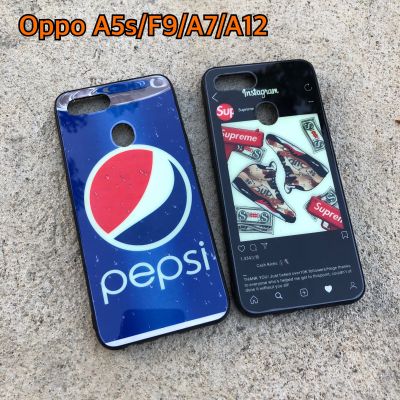 เคส Oppo A5s/F9/A12/A7 เคสขอบยาง หลังเงา ไม่กัดขอบ Case Pepsi Coke iG