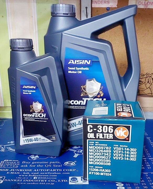 AISIN FOR CHANGE OIL BUNDLE SET 15W40 5LITERS WITH OIL FILTER L300