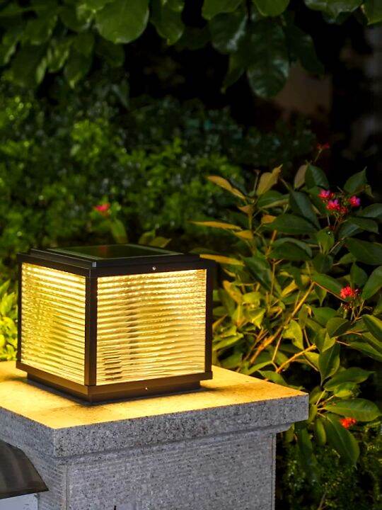 Aluminium + Glass 】Solar Gate Pillar Light LED 4 Tricolor Outdoor Lamp