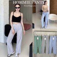 HOMMIE PANTS กางเกงขายาว( มาใหม่ไม่มีกระดุม )กางเกงสไตล์เกาหลี ลายทางแต่งขอบบ๊อกเซอร์ เนื้อผ้าหนาไม่บาง เป็นผ้าคอตตอนผสมลินินนะค่า