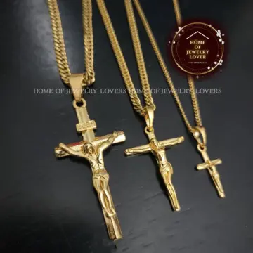 YELLOW GOLD CROSS NECKLACE WITH 3 ROWS OF DIAMONDS, 1.00 CT TW - Howard's  Jewelry Center