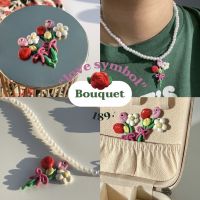 สร้อยลูกปัดจี้ดินปั้น รุ่น “love symbol - bouquet ? “ handmade ( made to order 3-5 days )