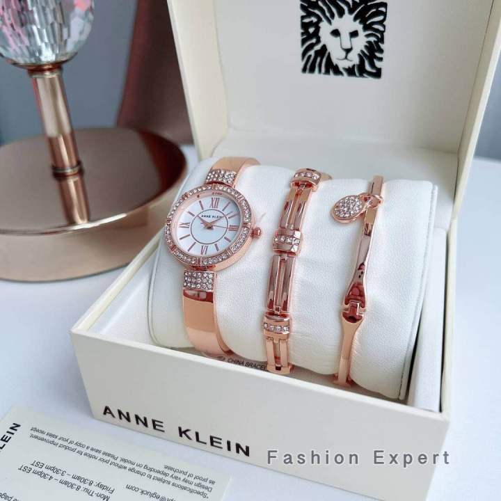ของแท้100-นาฬิกาข้อมือ-anne-klein-womens-premium-crystal-accented-watch-and-bracelet-set