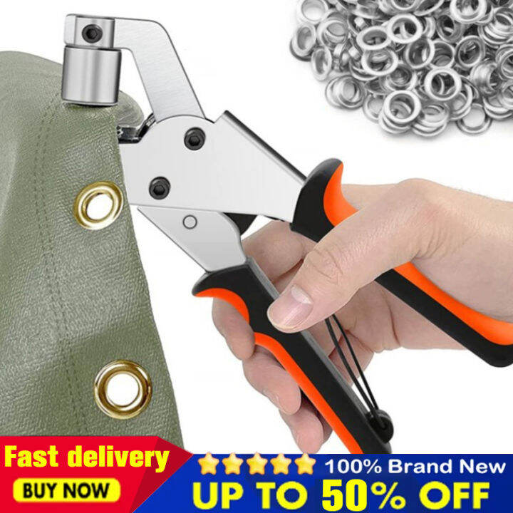 Grommet Tool Kit with 500 Pairs 10mm Grommet Press Punch Kits Grommet Machine Pliers Handheld