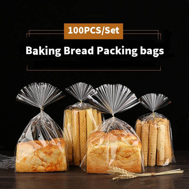 100Pcs Bread Toast Packaging Bags Bread Plastic Bag Brownies Doughnut