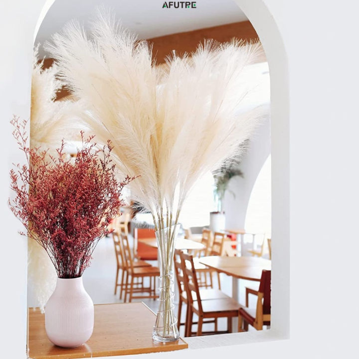 1pc Faux Pampas Grass, Large Fluffy Artificial Bulrush Reed Grass For Vase  Filler, Farmhouse Home Wedding Decor