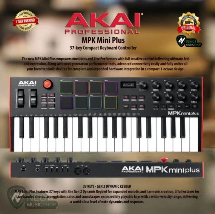 Akai MPK Mini Plus 37-Key Compact Keyboard Controller | Lazada Indonesia