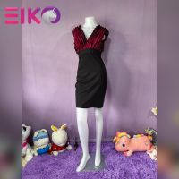 Eiko34 เดรสแขนกุดทรงเอ สีเปลือกมังคุด ช่วงกระโปรงสีดำ Size S มือ1 ป้ายห้อย