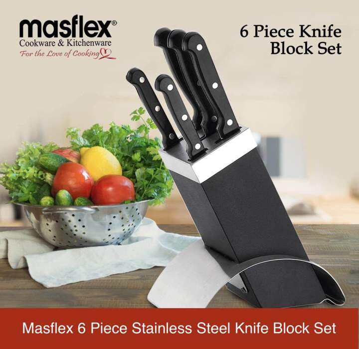 Masflex Original 6 Piece Stainless Steel Knife Block Set Lazada PH