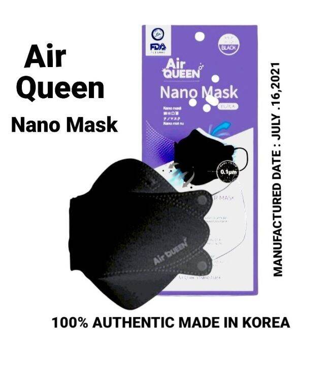 ( 10 Pcs ) AIRQUEEN NANO MASK | BLACK FACE MASK | Air Queen Mask ...