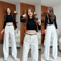 Classy Pants ลายทางขาว พร้อมส่ง