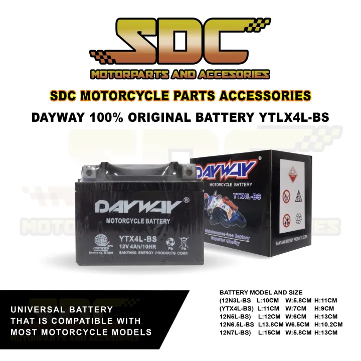 Sdc Motorcycle Parts Motor Dayway Original Battery L Lazada Ph