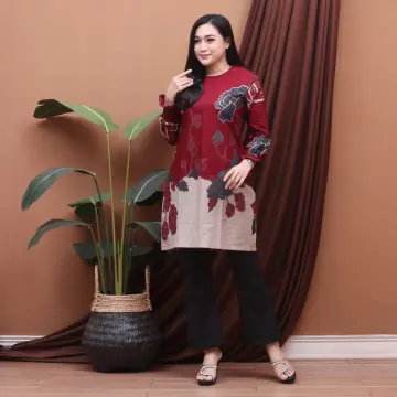 Tunik Batik Mawar Merah Baju Batik Wanita Terbaru Kekinian Batik Formal |  Lazada Indonesia