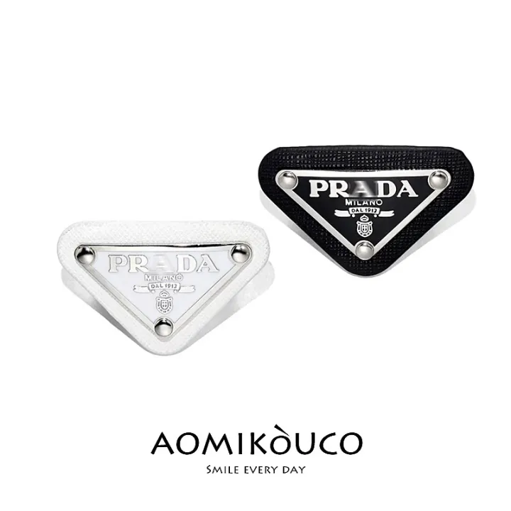 PRADA High Quality Inverted Triangle Logo Metal Letter Brooch Pin Leather  Badge Jewelry Simple Niche Design Accessories | Lazada PH