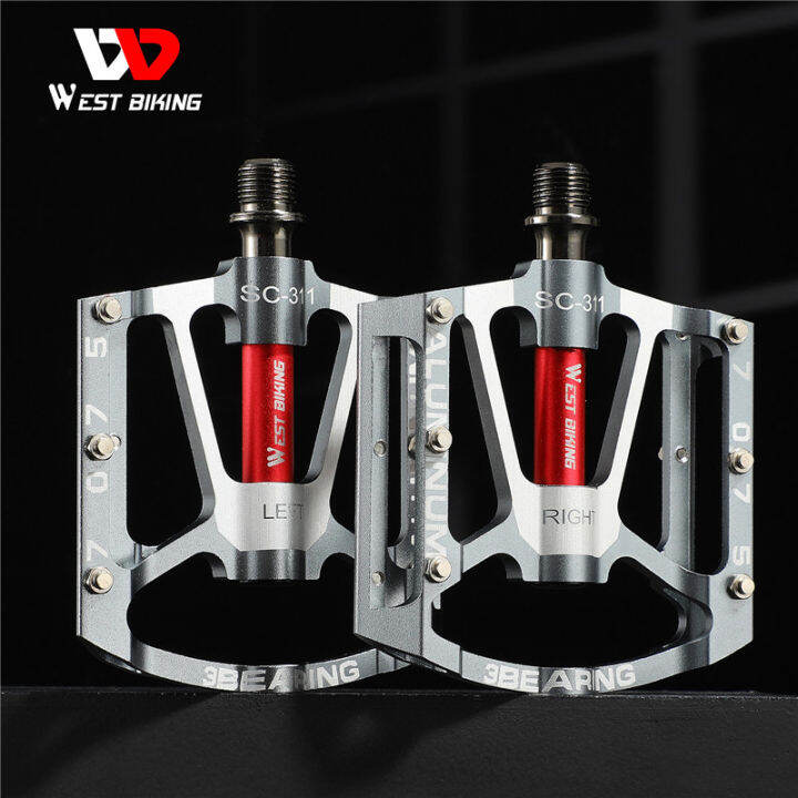 WEST BIKING 3 Bearings Bicycle Pedals Ultralight Anti-slip CNC BMX MTB ...