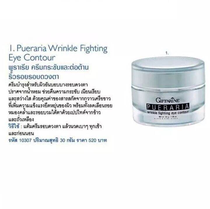 ครีมบำรุงรอบดวงตา-giffarine-pueraria-wrinkle-fighting-eye-contour-ถุงใต้ตา-ริ้วรอยใต้ตา-ตาหมองคล้ำ-สินค้าพร้อมส่ง