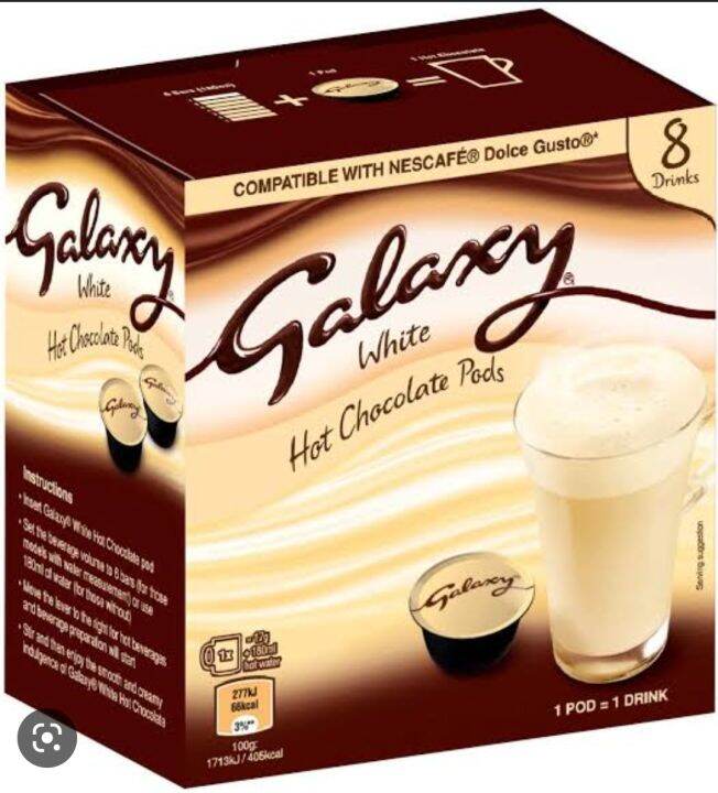 Galaxy WHITE Hot Chocolate Pods for Dolce Gusto Compatible Machines, 8