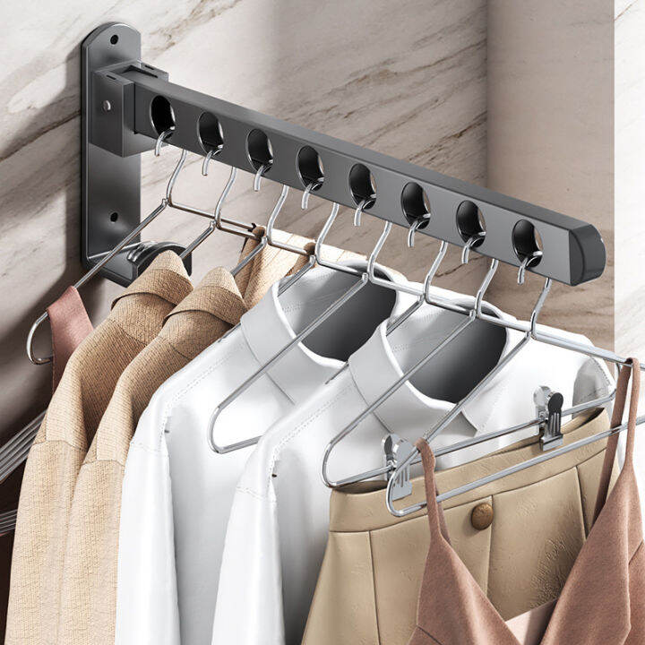 Wall Mounted Clothes Hanger Rack, Foldable Laundry Hanging Rack, Space