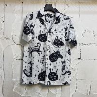 เสื้อฮาวายลายแมว cat hawaii ไซค์ m l xl 2xl 3xl ผ้าไหมซาตินอิตาลี่?% ผ้านิ่มสวมใส่สบายไม่ร้อน ใส่ได้ทั้งชายและหญิง