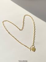 [all silver 925] hoo.stores Moon Heart Toggle Clasp Necklace (18k gold plated) สร้อยคอโซ่ สร้อยคอหัวใจ สร้อยคอเงินแท้ s925