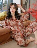 ชุดนอน Vintage rose pajamas (premium silk satin)