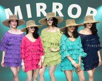 ?ป้าย Mirrorsister เสื้อตัวยาวคลุมสะโพก ดีไซน์แต่งเลเยอร์ระบายๆ