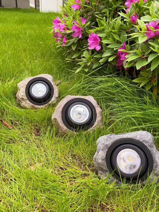 LED Solar Light Outdoor Stone Lawn Lamp IP65 Waterproof Rock Spotlights
