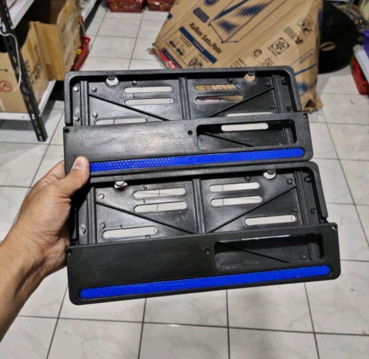 Dudukan plat nomor motor lis biru lazada indonesia