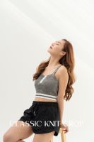 Classic knit crop ; Mist grey