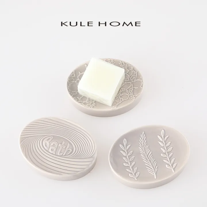 Kule Home Ceramic Soap Dish Soap Tray Family Bathroom Handmade Soap Box